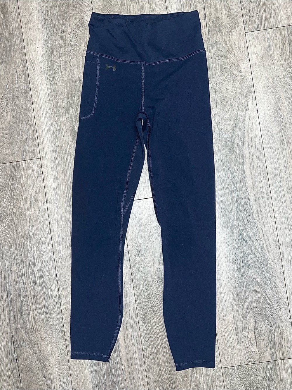 Under Armour Fitted Legging Navy Blue Size XS High Rise Stretch Pockets